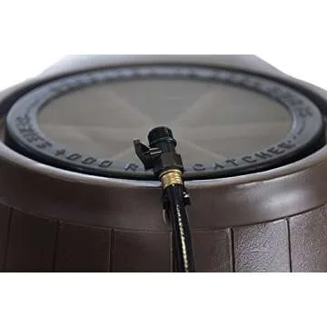FCMP Outdoor Raincatcher, Flat-Back Rain Barrel with Spigots, 50-Gallon, Brown