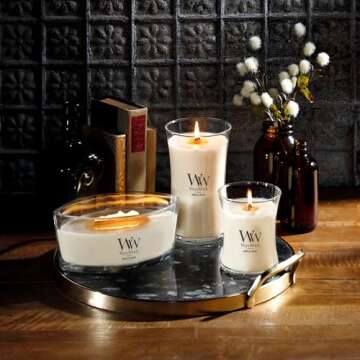 WoodWick Vanilla Bean Candle - Premium Soy Candle with Wood Wick