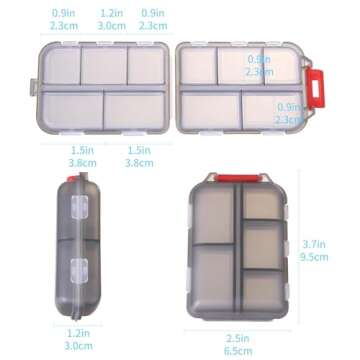 Zuihug 1Pack Travel Pill Organizer - 10 Compartments Pill Case, Compact and Portable Pill Box, Perfe...