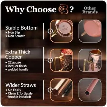 Copper-Bar Moscow Mule Copper Mugs | Set of 4 Hammered Cups | 100% HANDCRAFTED Pure Solid Copper | Gift Set With Cocktail Straws | Shot Glass | Coasters | Copper Stirrer & Beer opener (B072JKKB8W)