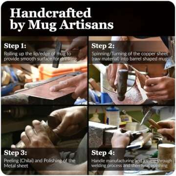 Copper-Bar Moscow Mule Copper Mugs | Set of 4 Hammered Cups | 100% HANDCRAFTED Pure Solid Copper | Gift Set With Cocktail Straws | Shot Glass | Coasters | Copper Stirrer & Beer opener (B072JKKB8W)