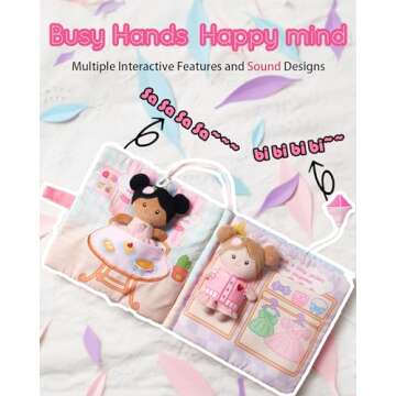 LeyaDoll Interactive Sensory Soft Cloth Book for Toddlers