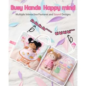 LeyaDoll Interactive Sensory Soft Cloth Book for Toddlers
