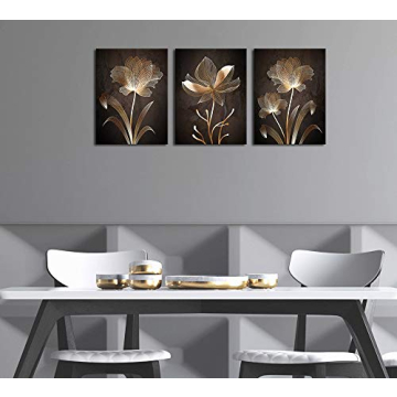 arteWOODS Brown Flowers Canvas Wall Art 12x16