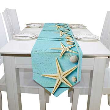 Double-Sided Ocean Theme Table Runner for Beach Decor