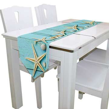 Double-Sided Ocean Theme Table Runner for Beach Decor