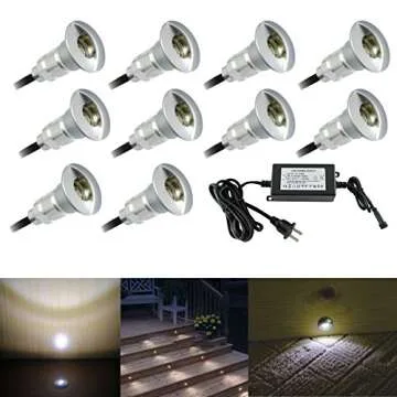 FVTLED 10pcs Low Voltage LED Step Lights Kit Half Moon Aluminum Outdoor Wood Deck Lighting Yard Garden Patio Stair LED Light Decoration Lamps, Warm White