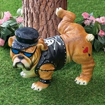 LOVATIC Tough Guy Biker Bulldog Lawn Ornament