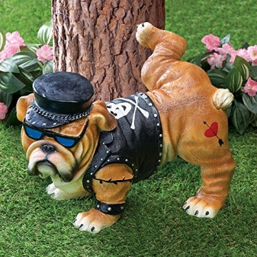 LOVATIC Tough Guy Biker Bulldog Lawn Ornament