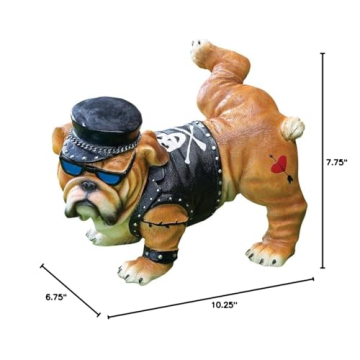 LOVATIC Tough Guy Biker Bulldog Lawn Ornament