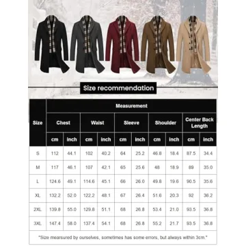 COOFANDY Men's Gentle Pea Coat Winter Warm Wool Blend Coat Business Dress Coats with Detachable Wool Scarf (Coffe L)