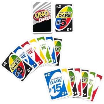 Mattel Games UNO Dare Card Game for Families & Parties Featuring Challenging & Silly Dares from 3 Different Categories