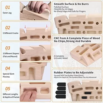 TWO STONES Wooden Hangboard for Climbing Strength Training