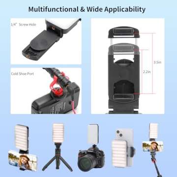 Newmowa Multifunctional Selfie Light with Phone Clip,Rechargeable Portable Light for Phone,Camera,3 ...
