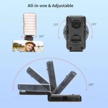 Newmowa Multifunctional Selfie Light with Phone Clip,Rechargeable Portable Light for Phone,Camera,3 Light Modes,Folding Phone Light for Selfie/Video Conference/Zoom Call/Live Stream/Makeup/TikTok