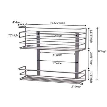 Household Essentials 1228-1 Double Basket Door Mount Cabinet Organizer | Mounts to Solid Cabinet Doo...