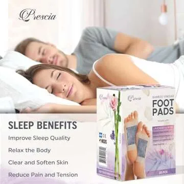 Prescia Lavender n’ Rose Foot Pads - Natural Bamboo Vinegar Cleansing for Relaxing Foot Care, Swel...