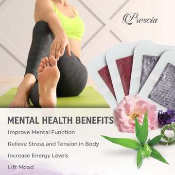 Prescia Lavender n’ Rose Foot Pads - Natural Bamboo Vinegar Cleansing for Relaxing Foot Care, Swelling Removal - Aromatic Herbs, Easy-to-Use, 20 Pack - Body Cleansing, Self-Care, Health, and Healing