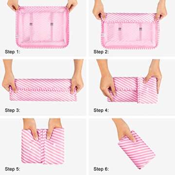 Packing Cubes,Mossio 8 Set Portable Ultralight Travel Gear for Women & Men Pink Striped