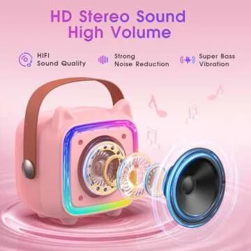 SXH Mini Karaoke Machine for Kids with Bluetooth & 3 Wireless Microphones and Light | 64GB-TF Card f...