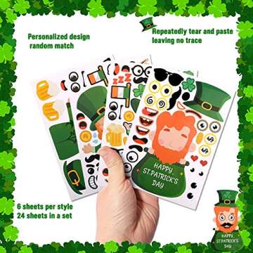 XIMISHOP 24 PCS DIY St Patrick's Stickers for Kids