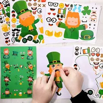 XIMISHOP 24 PCS DIY St Patrick's Stickers for Kids