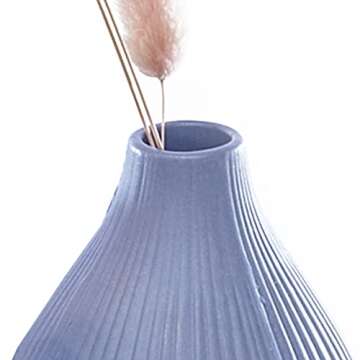 Chive ‘Frost’ Ceramic Flower Vase — Set of 6 Beautiful Small Bud Vases for Flowers & House Plants — Perfect Shelf Centerpieces and Living Room Decor — Blue Gray