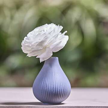 Chive ‘Frost’ Ceramic Flower Vase — Set of 6 Beautiful Small Bud Vases for Flowers & House Plants — Perfect Shelf Centerpieces and Living Room Decor — Blue Gray