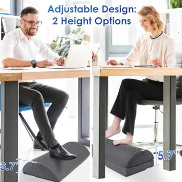 CushZone Foot Rest,Desk & Gaming Accessories,Foot Rest for Under Desk at Work,Comfortable Footrest with 2 Adjustable Heights & Removable Cover, Office Desk Accessories（Gray）