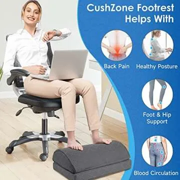 CushZone Foot Rest,Desk & Gaming Accessories,Foot Rest for Under Desk at Work,Comfortable Footrest with 2 Adjustable Heights & Removable Cover, Office Desk Accessories（Gray）