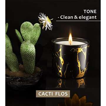 Scented Candles, Candles for Home Scented, Cactus Strong Scented Candles for Men, 7oz Large Fall Soy Candles, Aromatherapy Candle for Mens Gifts in Black Gold Jar - Christmas Birthday Gifts for Men