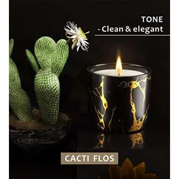 Scented Candles, Candles for Home Scented, Cactus Strong Scented Candles for Men, 7oz Large Fall Soy Candles, Aromatherapy Candle for Mens Gifts in Black Gold Jar - Christmas Birthday Gifts for Men