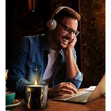 Scented Candles, Candles for Home Scented, Cactus Strong Scented Candles for Men, 7oz Large Fall Soy Candles, Aromatherapy Candle for Mens Gifts in Black Gold Jar - Christmas Birthday Gifts for Men