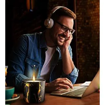 Scented Candles, Candles for Home Scented, Cactus Strong Scented Candles for Men, 7oz Large Fall Soy Candles, Aromatherapy Candle for Mens Gifts in Black Gold Jar - Christmas Birthday Gifts for Men