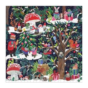 Galison Yuletide Forest – 500 Piece Jigsaw Puzzle Featuring Beautiful Artwork of A Wintery Holiday Wonderland in The Forest