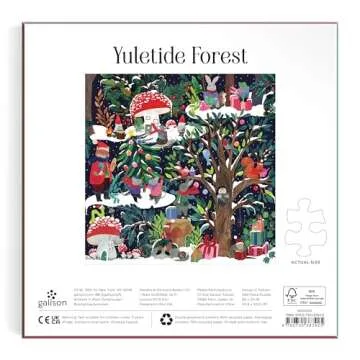 Galison Yuletide Forest – 500 Piece Jigsaw Puzzle Featuring Beautiful Artwork of A Wintery Holiday Wonderland in The Forest