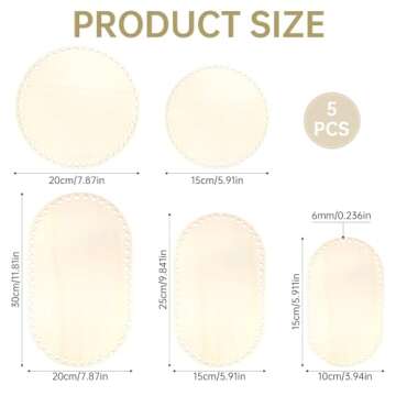 Giantree Wooden Basket Bottom, 5 PCS 5 Sizes Oval Circle Blank Solid Crochet Basket Wood Base for DI...