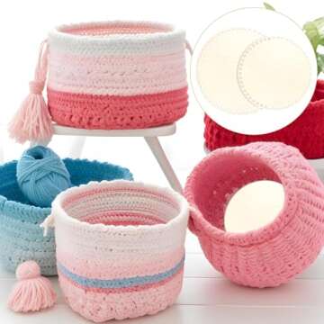 Giantree Wooden Basket Bottom, 5 PCS 5 Sizes Oval Circle Blank Solid Crochet Basket Wood Base for DIY Basket Craft Weaving Making Supplies