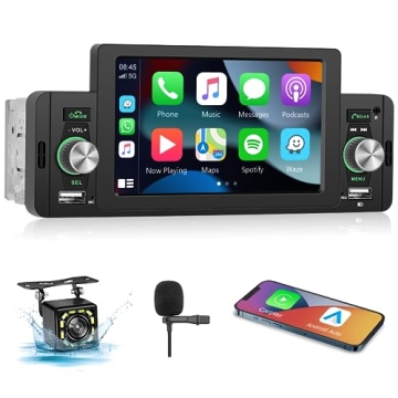 Single Din Apple Carplay Car Stereo with Touchscreen Radio