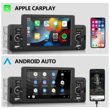 Single Din Apple Carplay Car Stereo with Touchscreen Radio