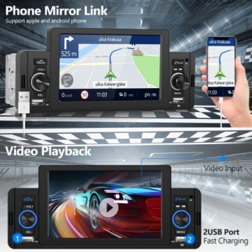 Single Din Apple Carplay Car Stereo with Touchscreen Radio