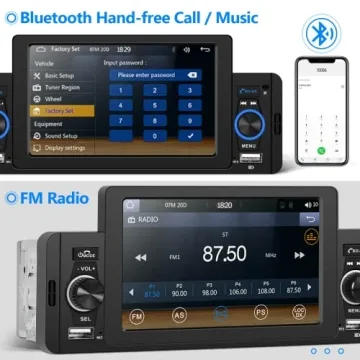 Single Din Apple Carplay Car Stereo with Touchscreen Radio