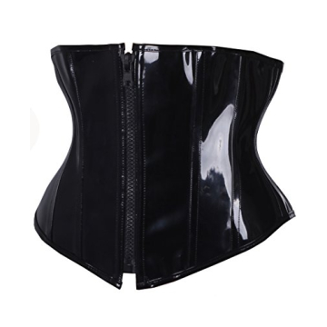 SAYFUT PVC Leather Steampunk Gothic Waist Trainer Corset Bustier in Black