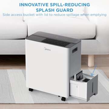 Midea 4,500 Sq. Ft. Dehumidifier with Pump Included 50 Pint - Ideal for Basements, Large & Medium Sized Rooms, and Bathrooms (Renewed)