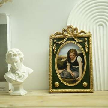 Kaolituis Vintage Picture Frame 4x6 with Gold Trim Antique Tabletop Wall Hanging Photo Frame with Glass Front for Home Decor,Gift Ideas