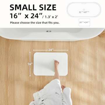 White Bath Mat, Bathroom Rugs Non Slip Washable Thin Absorbent Quick Dry Bath Mat Fits Under Door Ba...