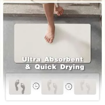 White Bath Mat, Bathroom Rugs Non Slip Washable Thin Absorbent Quick Dry Bath Mat Fits Under Door Bathroom Floor Mat Perfect for Bath, Shower, or Sink 16"x24" White