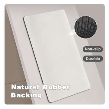 White Bath Mat, Bathroom Rugs Non Slip Washable Thin Absorbent Quick Dry Bath Mat Fits Under Door Bathroom Floor Mat Perfect for Bath, Shower, or Sink 16"x24" White