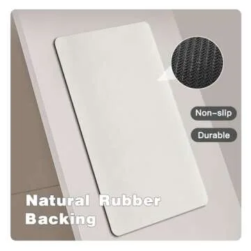 White Bath Mat, Bathroom Rugs Non Slip Washable Thin Absorbent Quick Dry Bath Mat Fits Under Door Bathroom Floor Mat Perfect for Bath, Shower, or Sink 16"x24" White