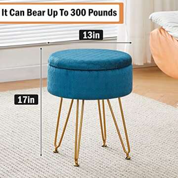 Cpintltr Velvet Storage Ottoman: Multifunctional Round Footrest Stool